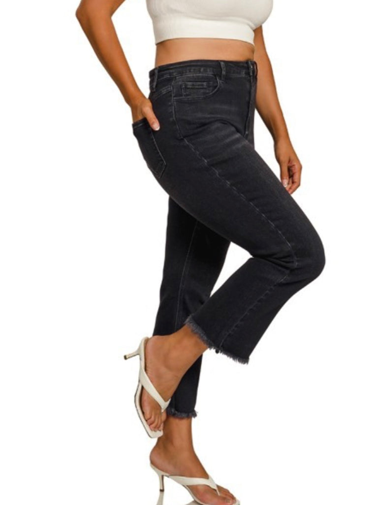 Terrin High-Rise Straight Denim - Charcoal