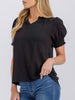 Lexi Smocked Sleeve Blouse - Black
