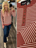 Raya Striped Waffle Crewneck - Marsala/Cream