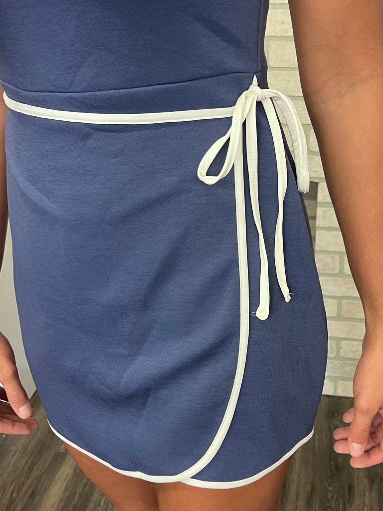 Evie Wrap Dress with Shorts - Navy Heather