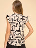 Cassi Ruffled Blouse Tan/Black