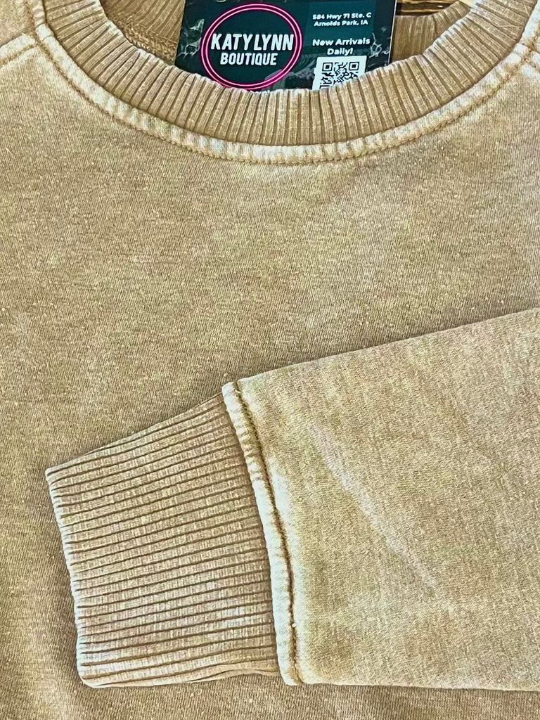 Riley Ribbed Accent Pullover - Carmel