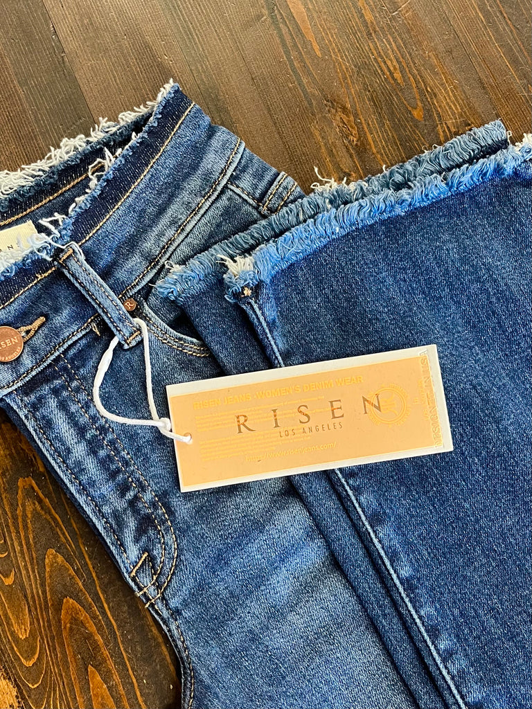 Morgan Mid-Rise Frayed Bootcut Denim