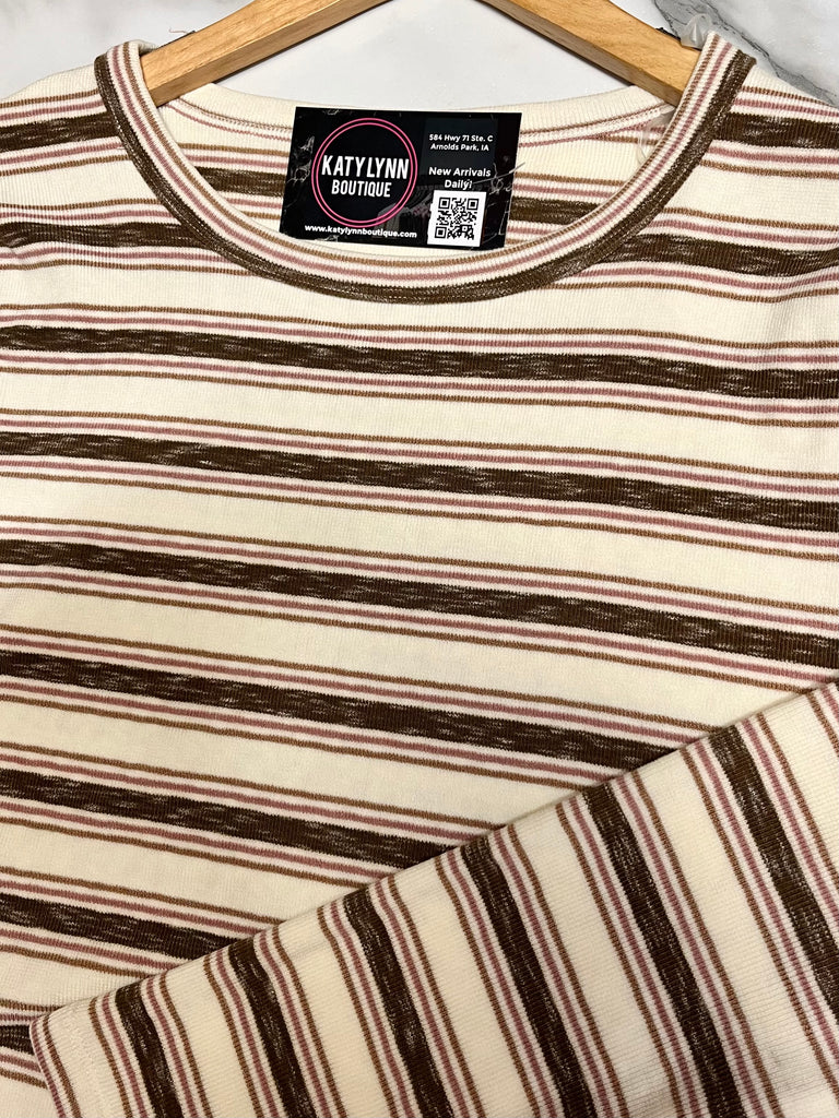 Gemma Striped Long Sleeve - Mocha