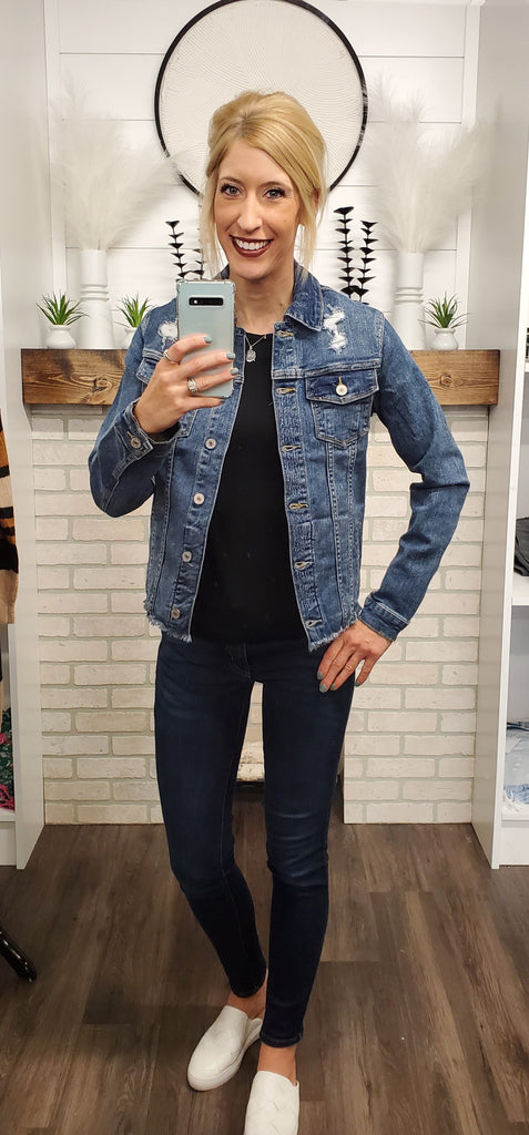 Zoey Kancan Dark Wash Denim Jacket