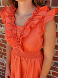 Janelle Ruffle Accent Dress - Orange