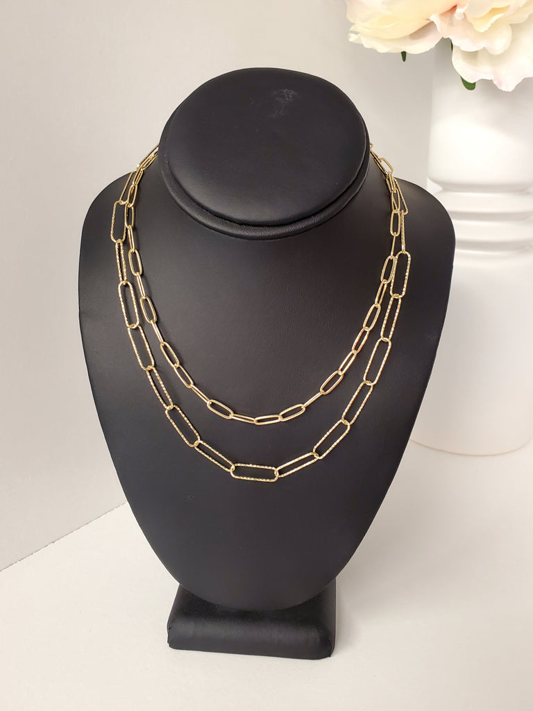 Sara Double Paper Clip Chain Necklace