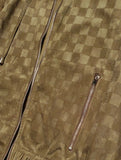 Gretta Checkered Velvet Bomber Jacket - Olive - PLUS