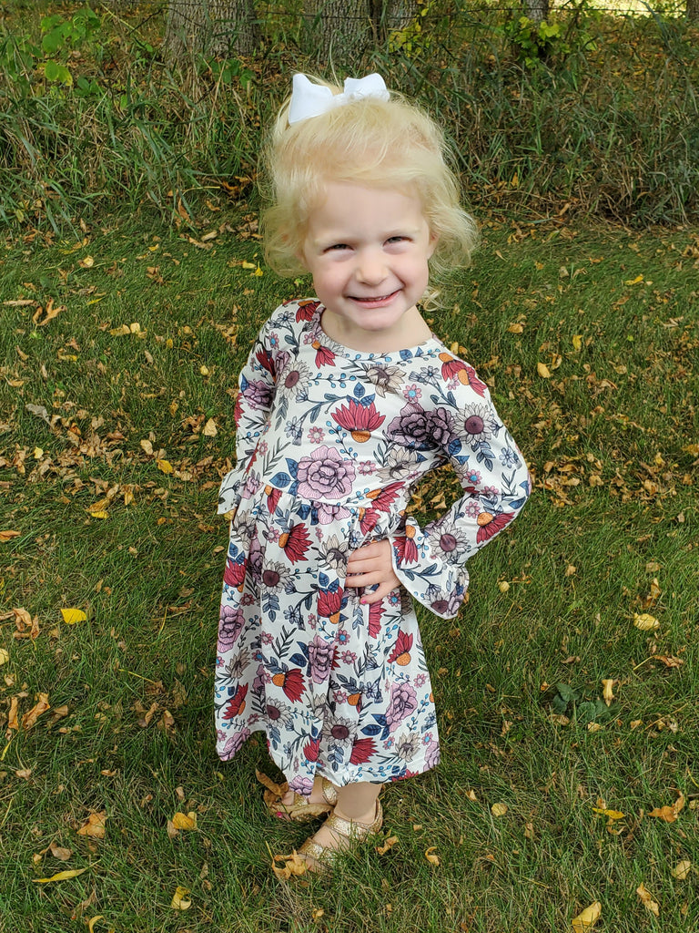 Claire Floral Bell Sleeve Dress - KIDS