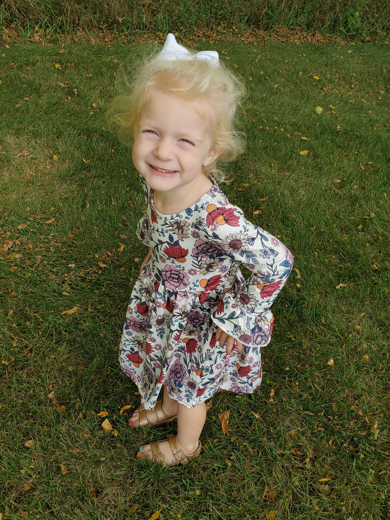 Claire Floral Bell Sleeve Dress - KIDS