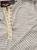 Raya Striped Henley with Snaps - Grey