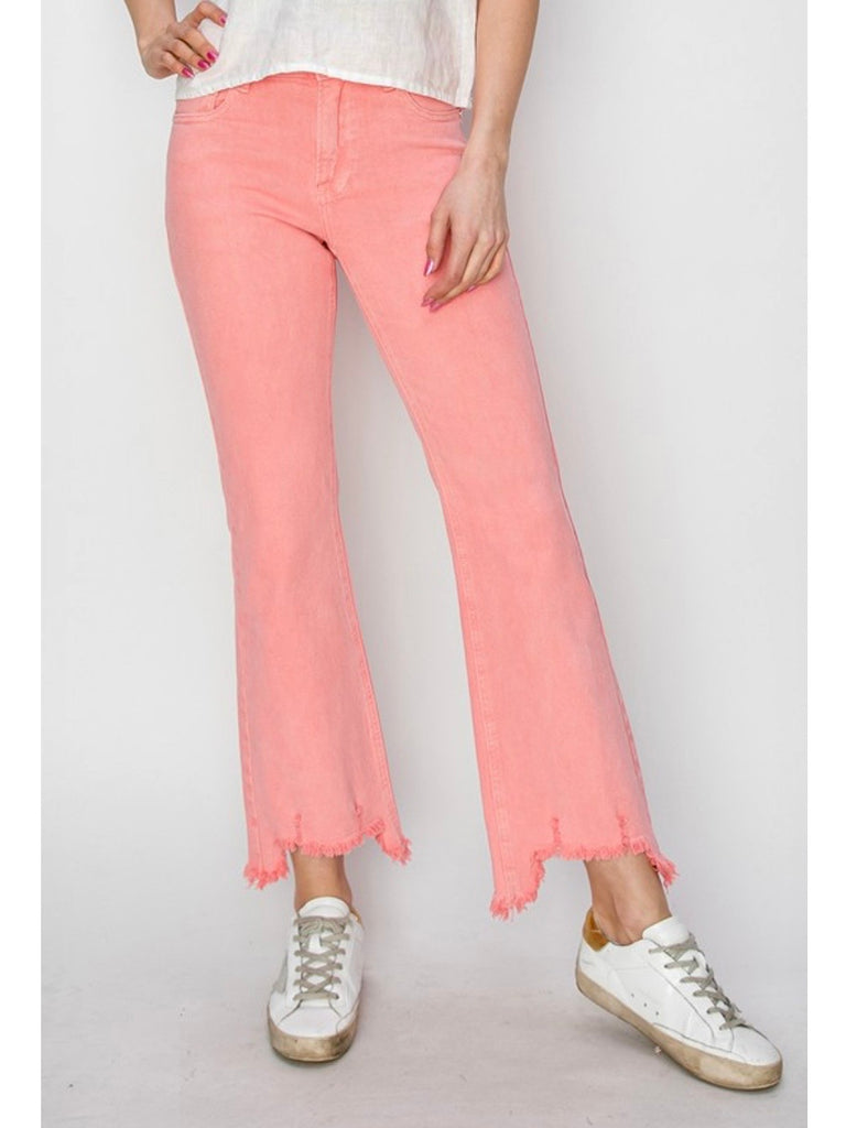 Lexie Mid-Rise Straight Step-Hem Denim - Flamingo