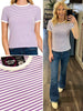 Cora Contrast Striped Tee - Lavender