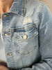 Zayla Frayed Hem Denim Jacket - Mid Wash