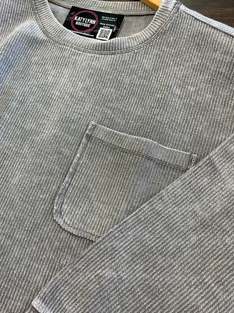 Shiloh Ribbed Long Sleeve - Charcoal