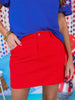 Noelle Denim Skirt - Red