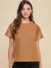 Kesley Leather Sleeve Top- Carmel