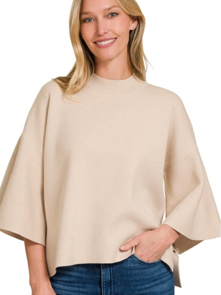Clarissa Bell 3/4 Sleeve Sweater - Oatmeal