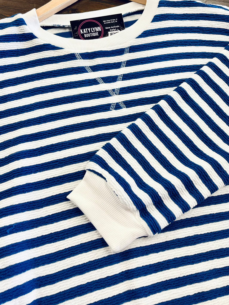 Millie Striped Crewneck - Deep Royal