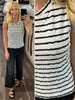 Nichole Striped Tank- Black/Ivory