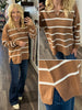 Trinity V-Neck Sweater - Carmel/Ivory