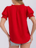 Lexi Smocked Sleeve Blouse - Red