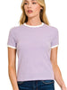 Cora Contrast Striped Tee - Lavender
