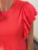 Adelaine Ribbed Ruffle Sleeve - Tomato