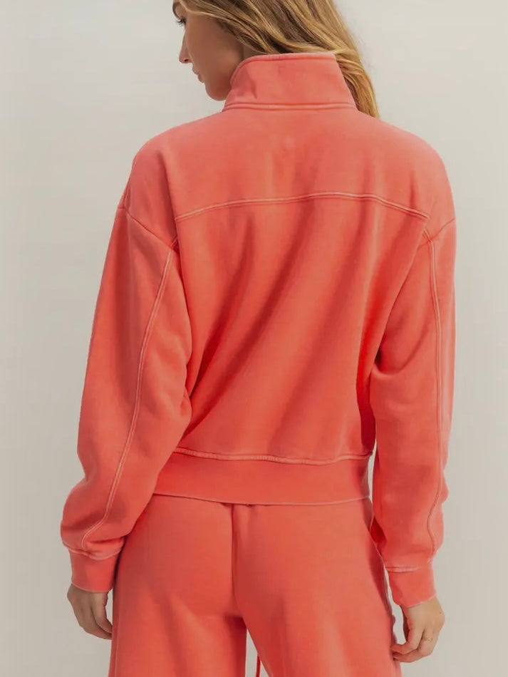 Keri So-Soft 1/4 Zip Sweatshirt - Coral