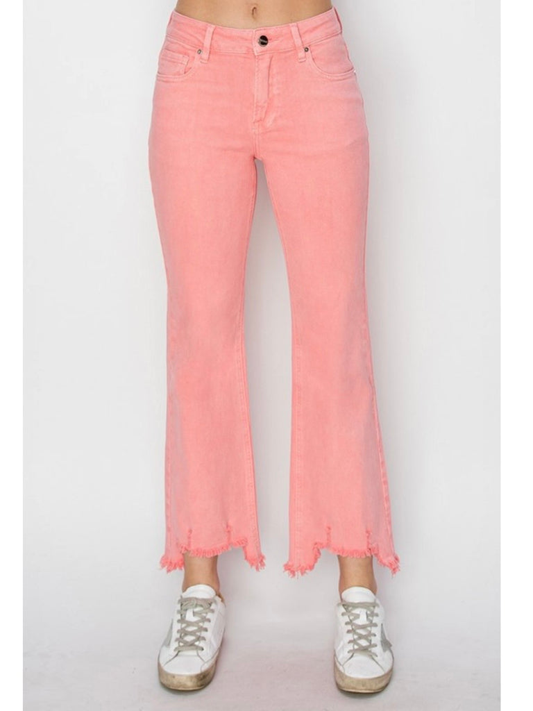 Lexie Mid-Rise Straight Step-Hem Denim - Flamingo