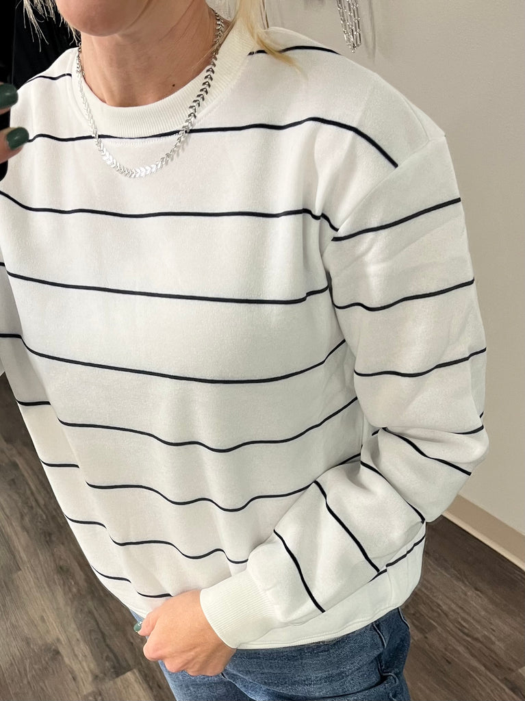 Mckinlee Striped Crewneck - Ivory/Navy