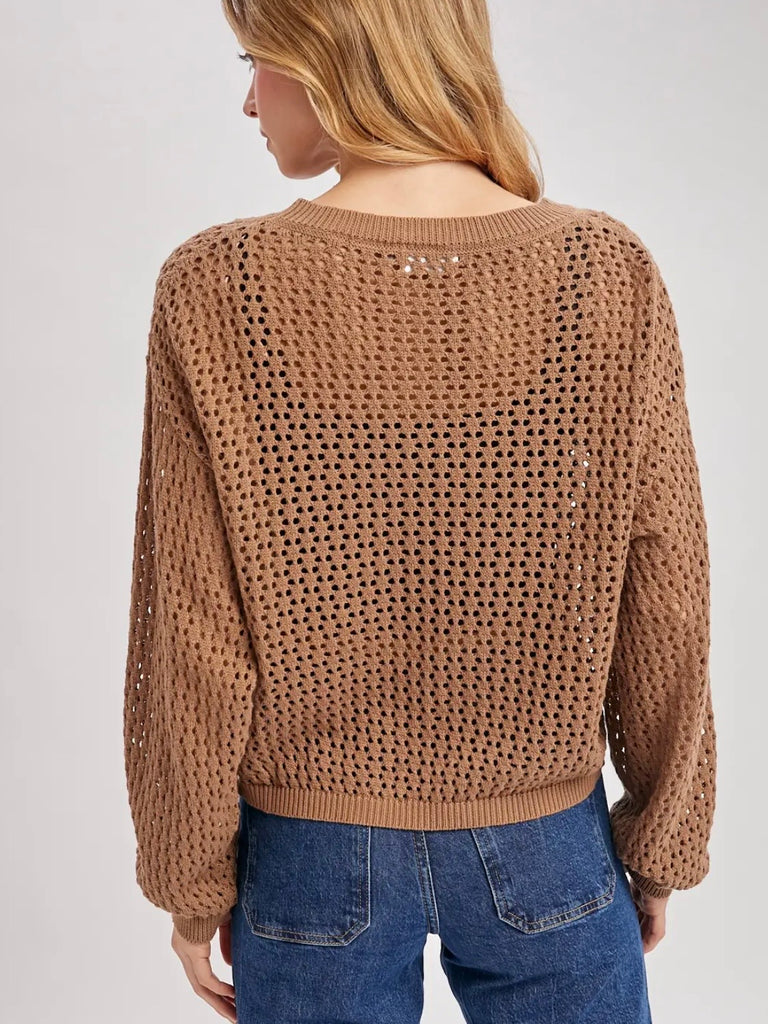 Jane Open Knit Sweater - Mocha