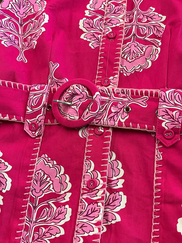 Susen Floral Belt Dress - Pink