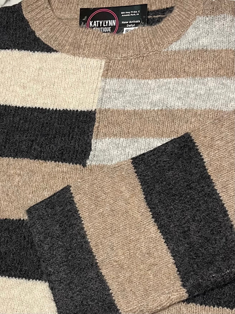 Rita Colorblock Sweater - Charcoal