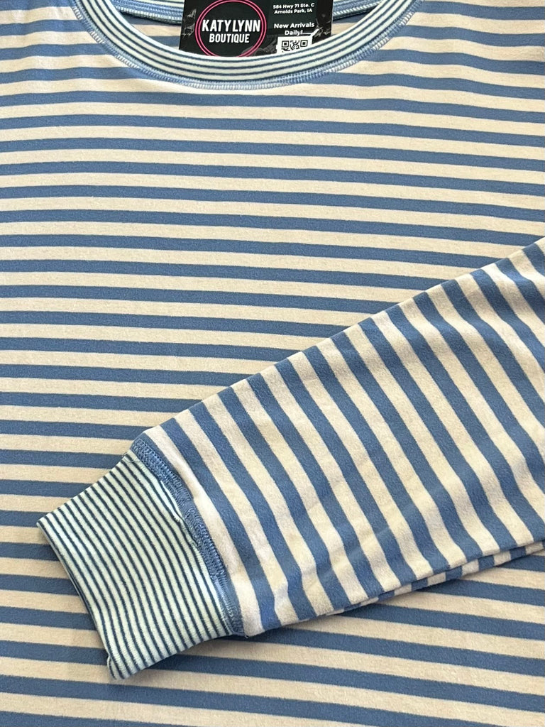 Lauren Striped Crewneck - Denim Blue