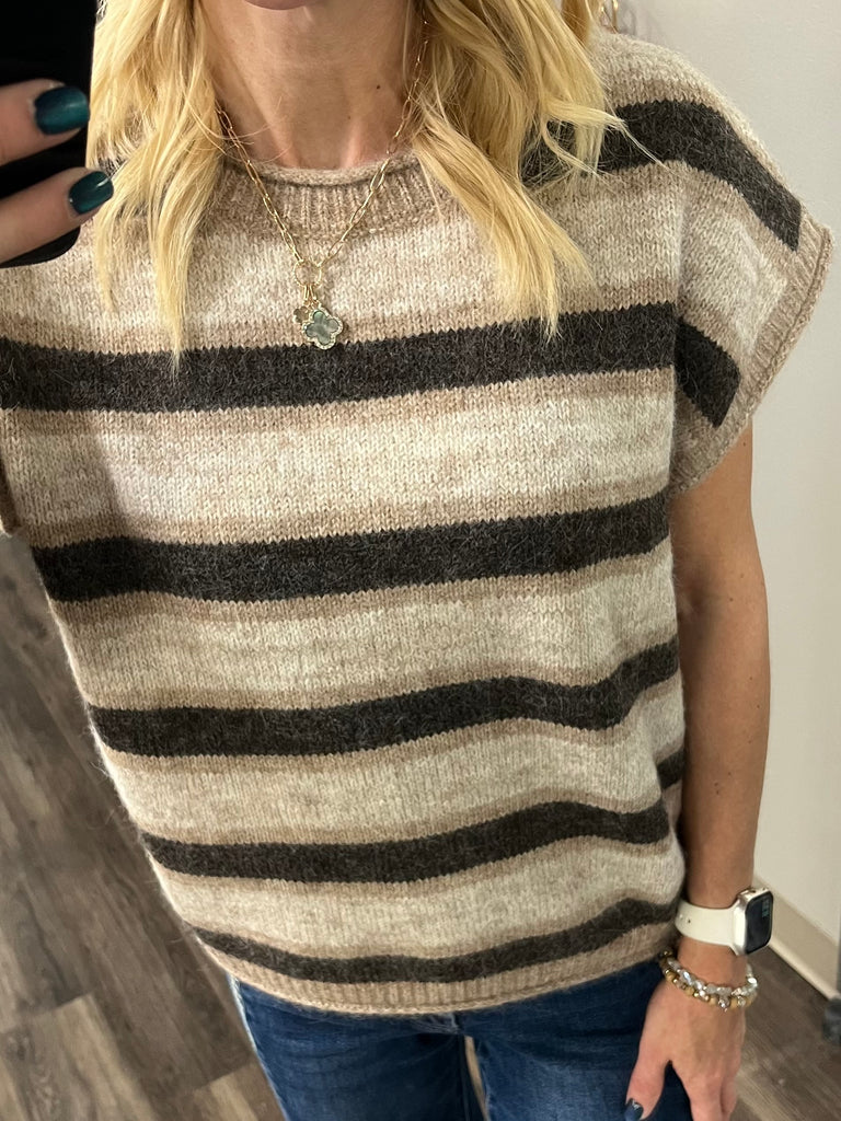 Sutton Striped Short Sleeve Sweater