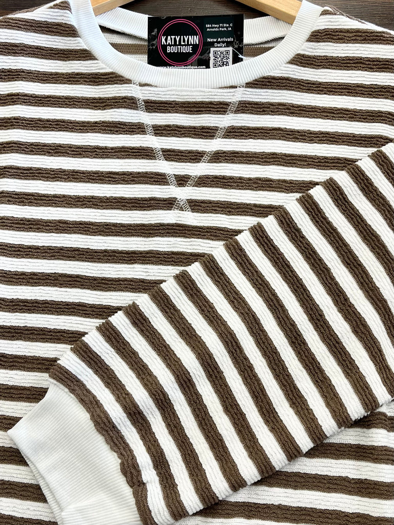 Claire Striped Crewneck Mocha (Copy)