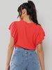 Adelaine Ribbed Ruffle Sleeve - Tomato
