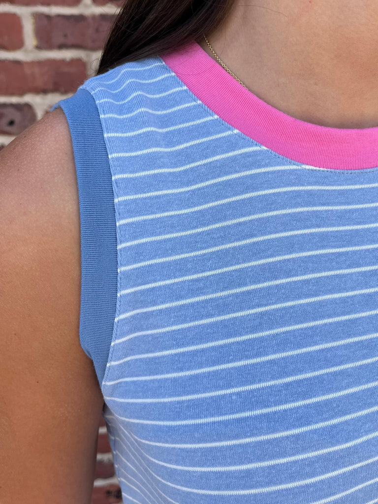 Etta Contrast Tank - Light Blue
