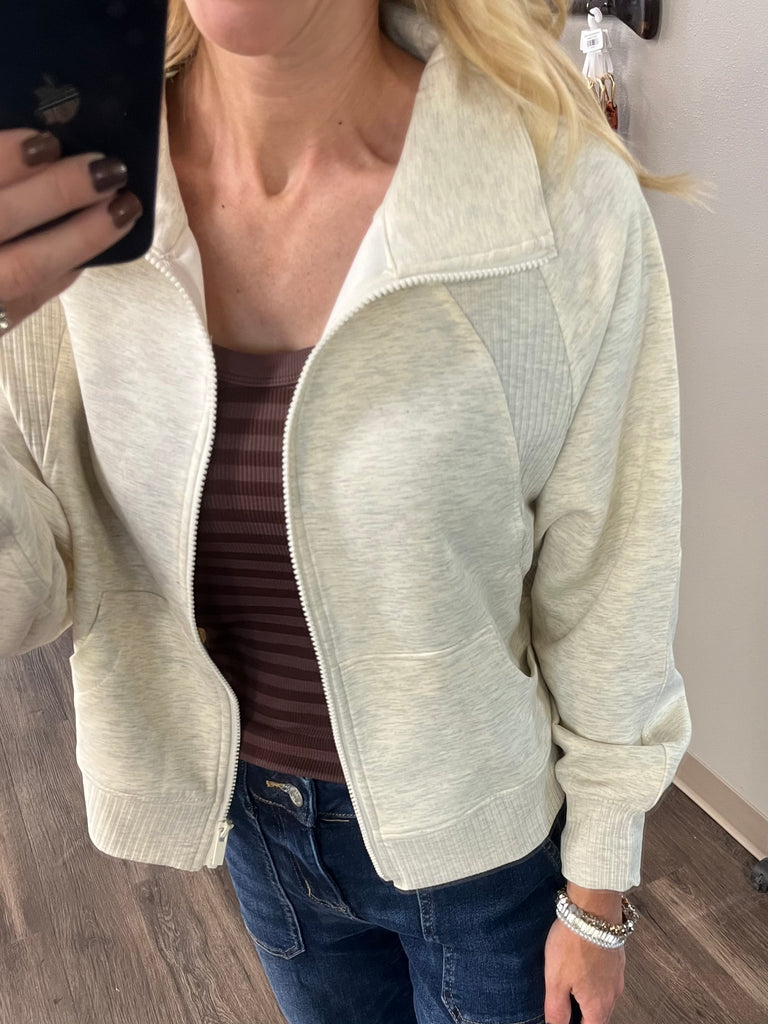 Belle Scuba Zip Jacket - Cream