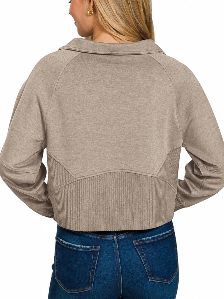 Belle Scuba Zip Jacket - Tan