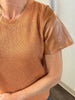 Kesley Leather Sleeve Top- Carmel