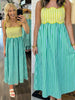 Lacey Striped Tied Dress- Green/Blue