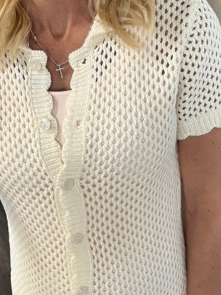 Jade Crochet Button Up Top