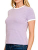 Cora Contrast Striped Tee - Lavender