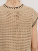 Amber Sweater Vest - Latte/Black