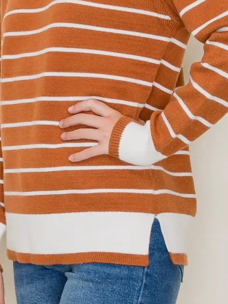 Jessie Striped Sweater - Rust