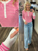 Britta Striped Henley - Pink