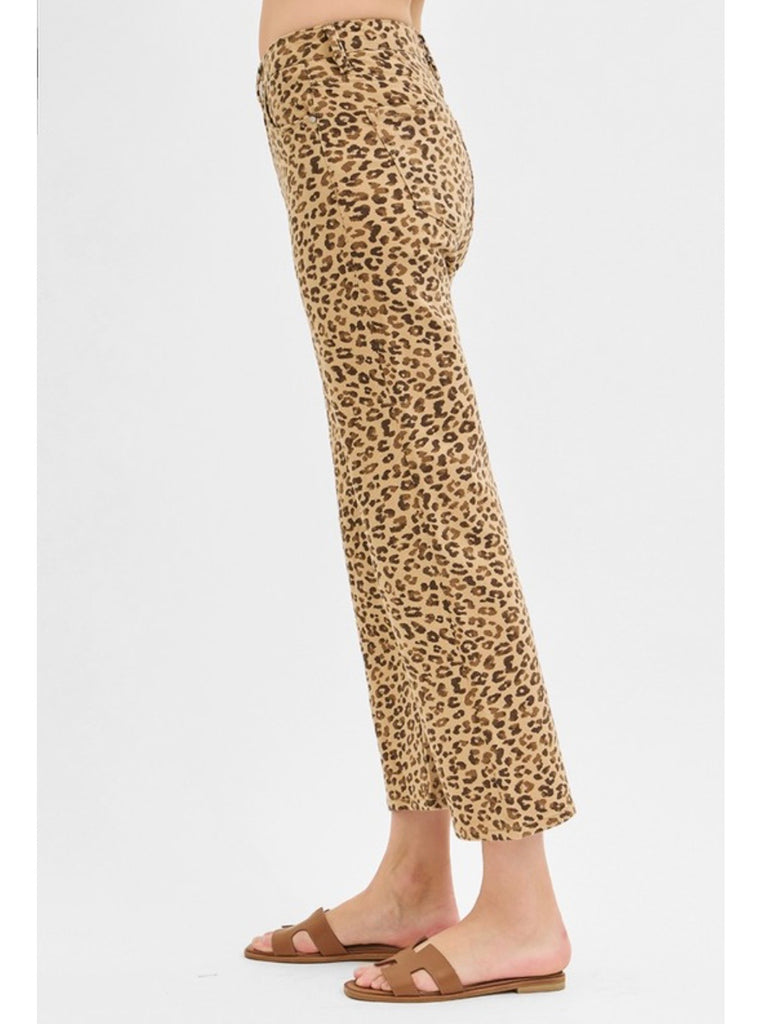 Steph Mid-Rise Straight Ankle Denim - Leopard