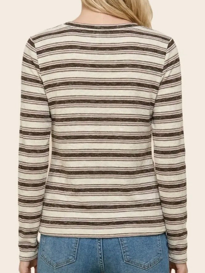 Gemma Striped Long Sleeve - Mocha